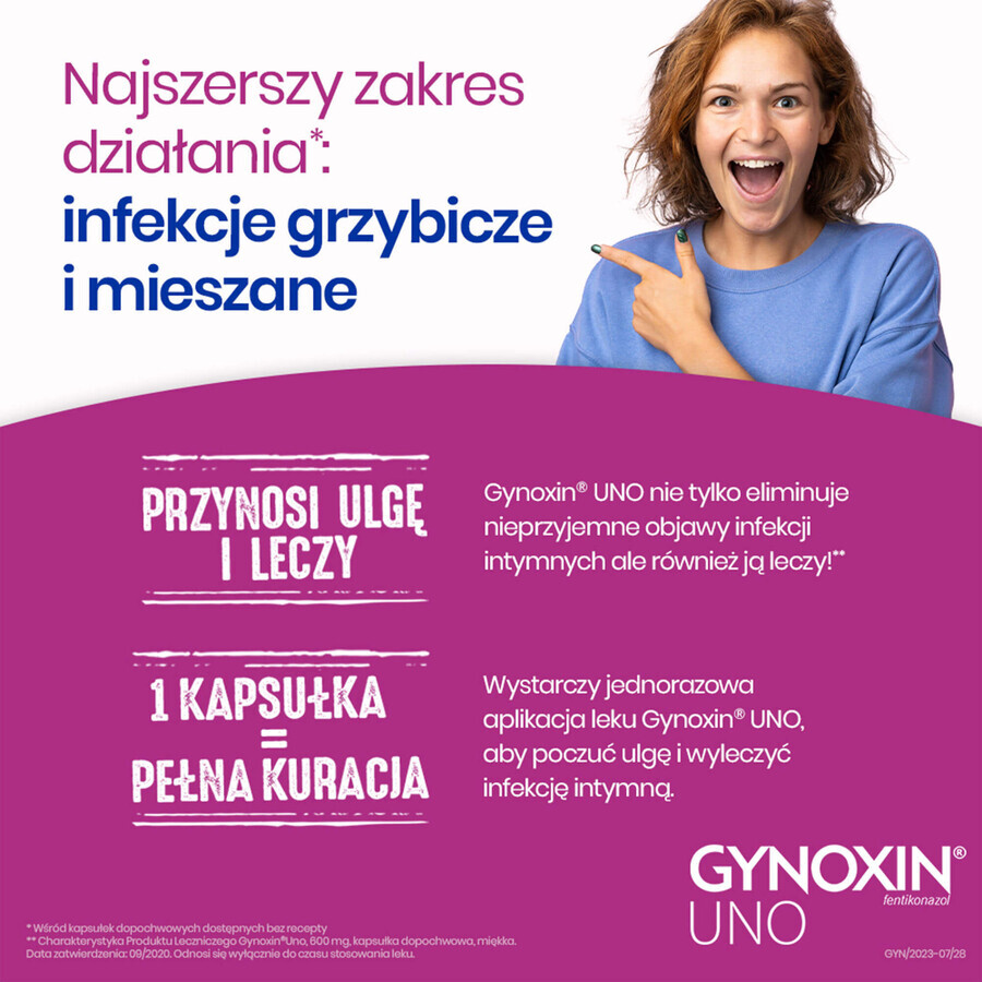 Gynoxin Uno 600 mg, 1 soft vaginal capsule