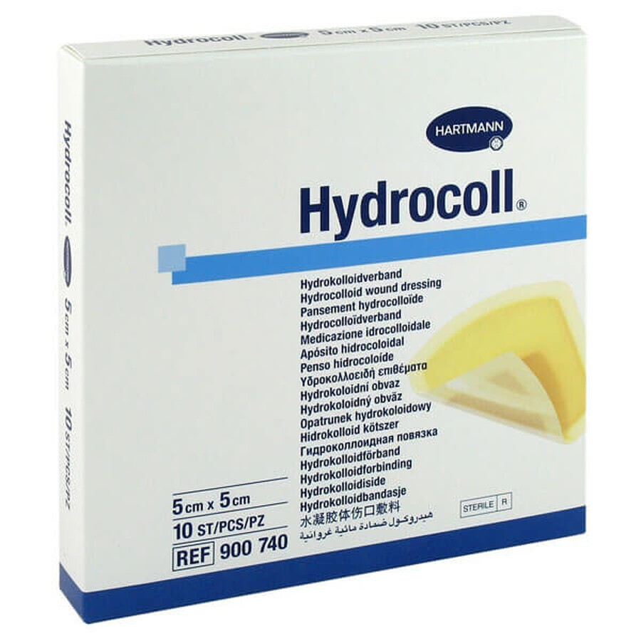 Hydrocoll, medicazione idrocolloide, sterile, 5 cm x 5 cm, 10 pezzi