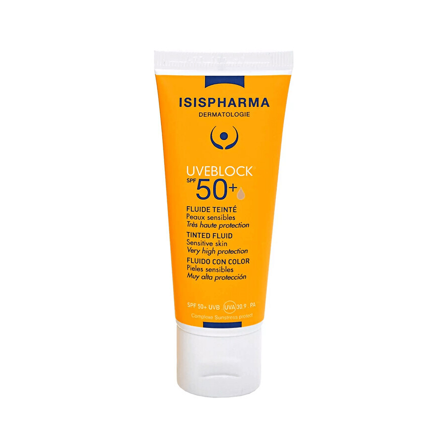 IsisPharma Uveblock, fluide colorant doux et protecteur avec filtre UVA/UVB, SPF 50+, 40 ml