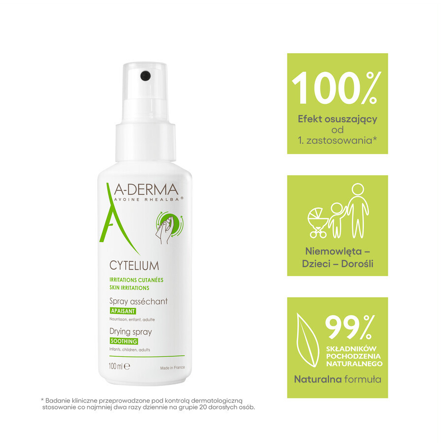 A-Derma Cytelium, drying spray for suppurating irritations, for face and body, 100 ml