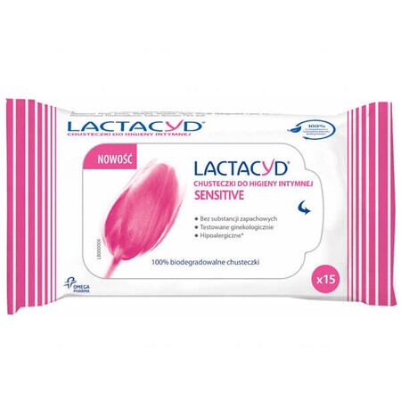 Lactacyd Sensitive, intimate sanitary napkins, 15 pieces