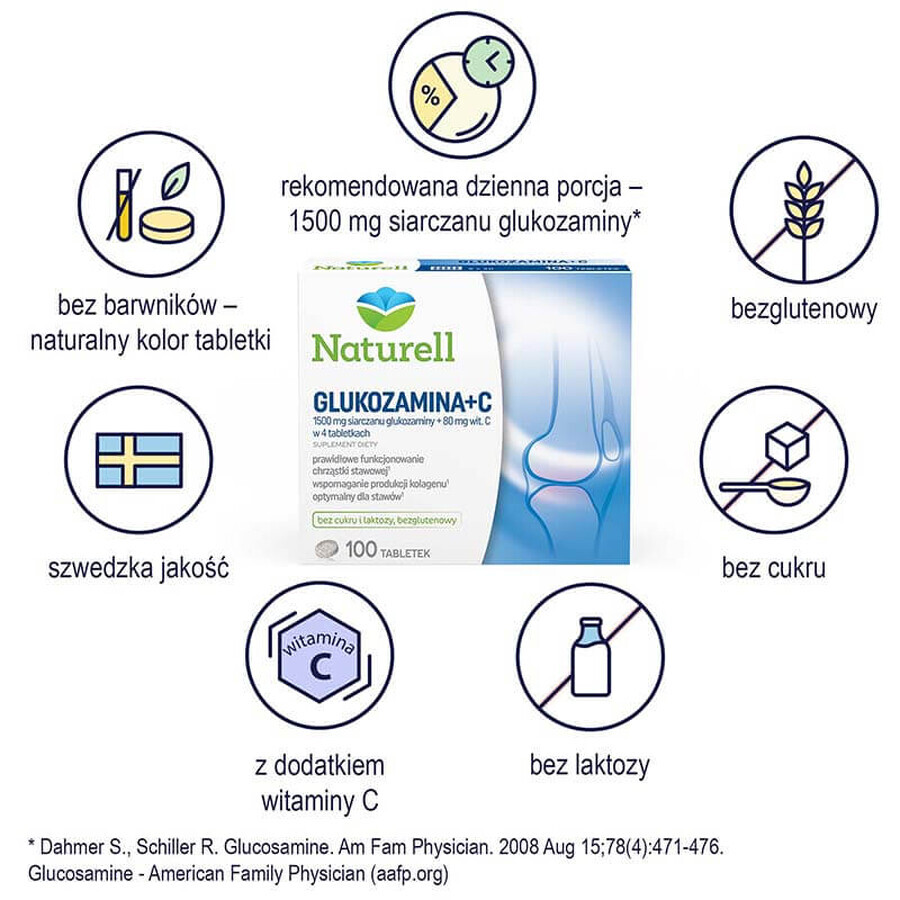 Naturell Glucosamina + C, 100 compresse