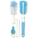 BabyOno Baby Bottle and Teat Brush Set with Interchangeable Handle with Mini Sponge, Blue, 1 Set