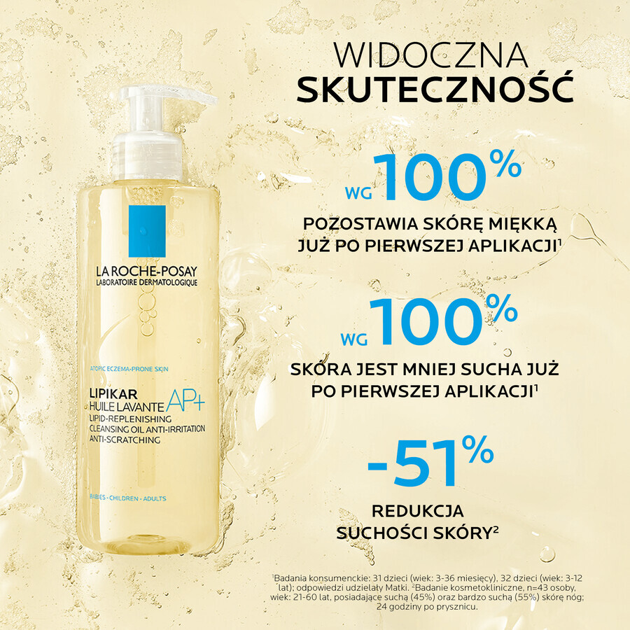 La Roche-Posay Lipikar AP+, aceite limpiador que repone los niveles de lípidos contra la irritación de la piel, 400 ml