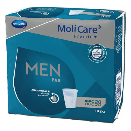 MoliCare Premium Men Pad, anatomisch absorberend maandverband, 2 druppels, 14 stuks