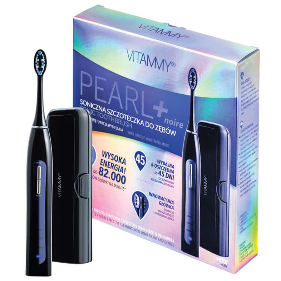 Vitammy Pearl+, sonische tandenborstel, noire + etui, 1 stuk