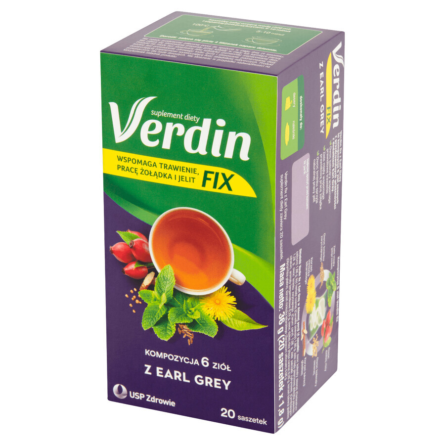 Verdin Fix cu Earl Grey, 20 pliculețe