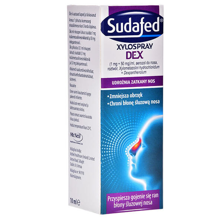 Sudafed XyloSpray DEX (1 mg + 50 mg)/ml, nasal spray for children from 6 years and adults, 10 ml