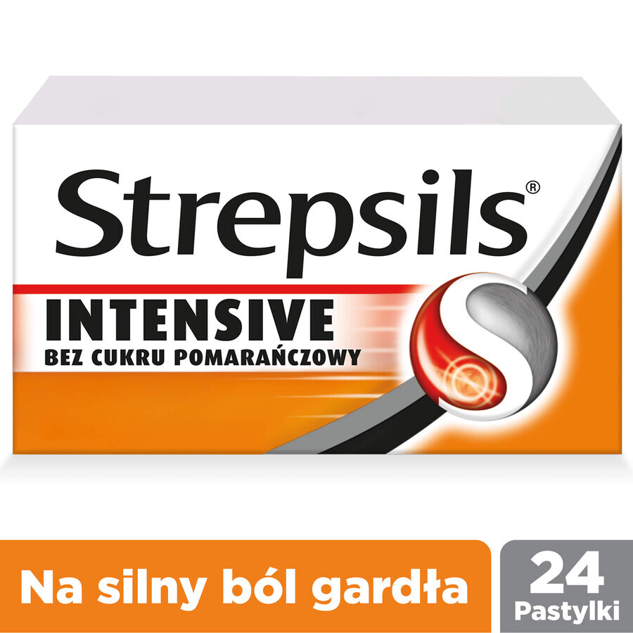 Strepsils Intensive oranges without sugar 8.75 mg, 24 hard tablets