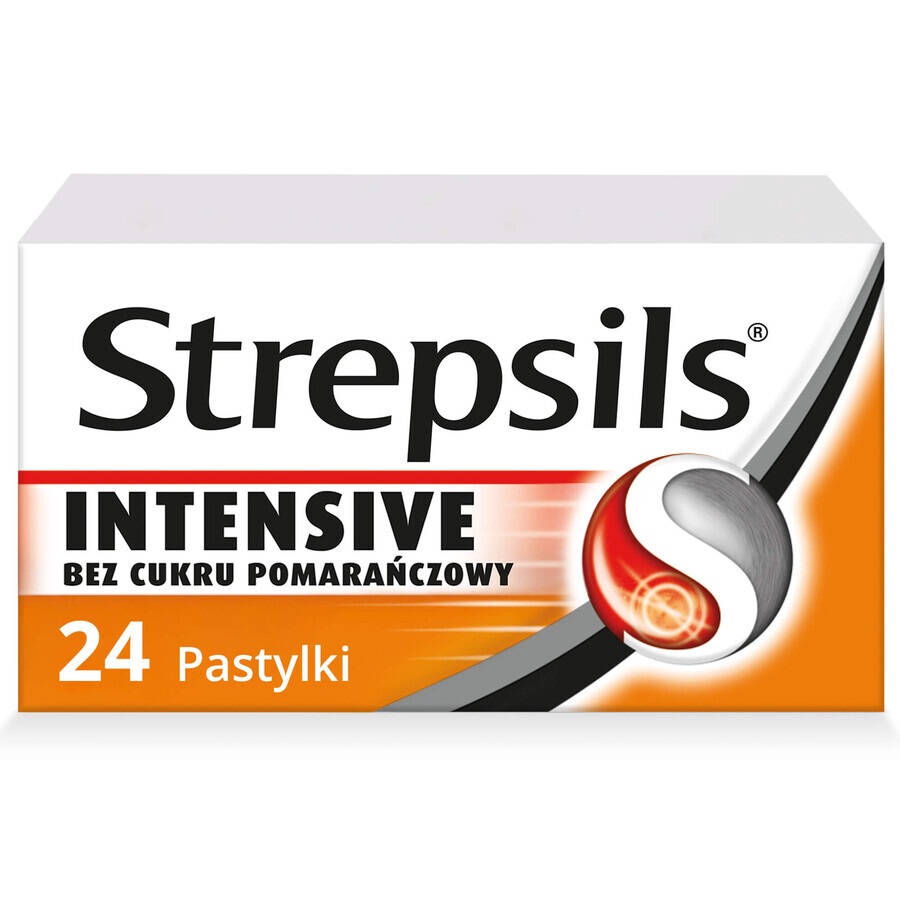 Strepsils Intensive oranges without sugar 8.75 mg, 24 hard tablets