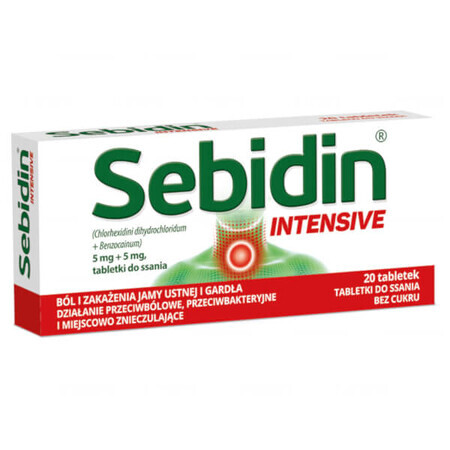 Sebidin Intensiv 5 mg + 5 mg, without sugar, 20 tablets