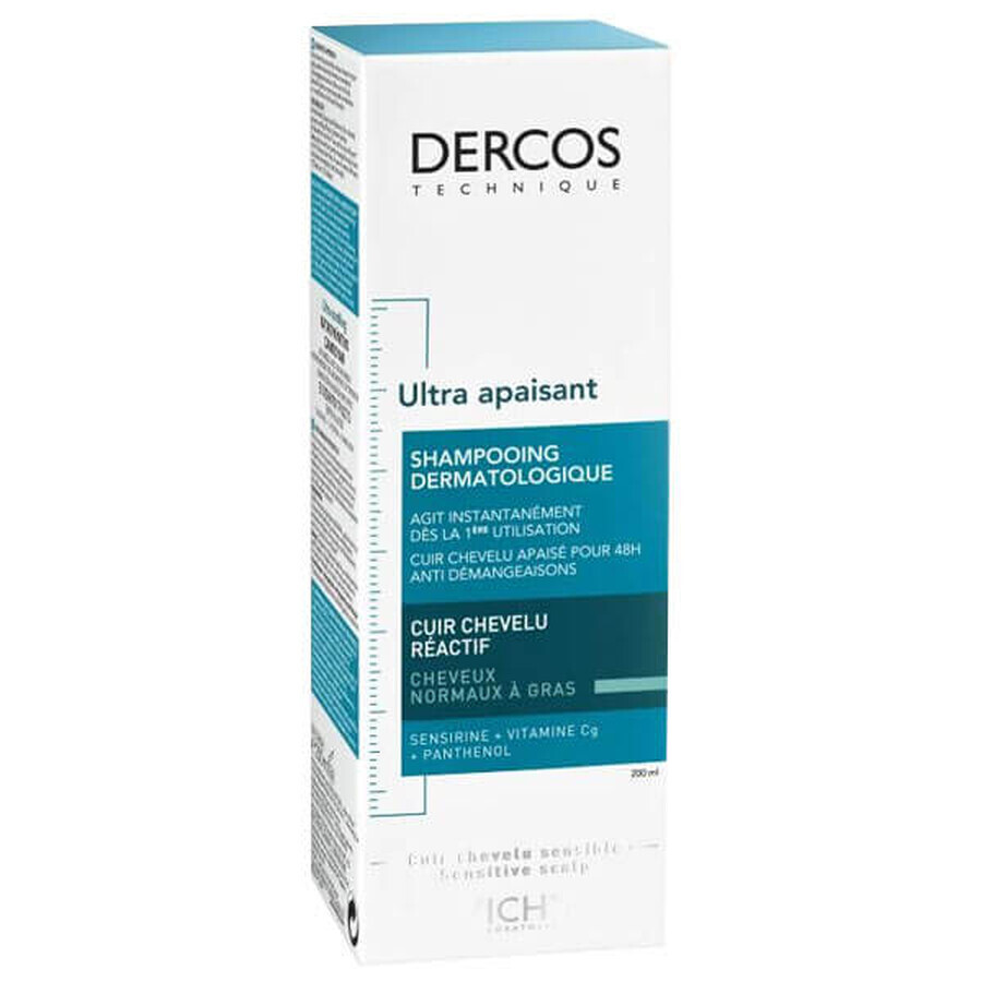 Vichy Dercos Ultra Soothing, ultra-kalmerende shampoo, normaal en vet haar, 200 ml