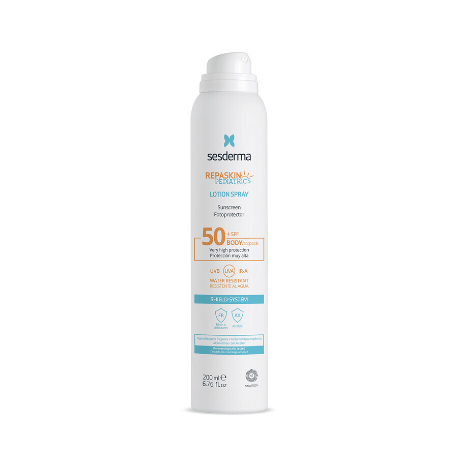 Sesderma Repaskin Pediatrics, loción protectora solar en spray para niños, SPF 50+, 200 ml