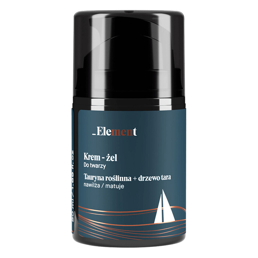 Element Men, moisturizing and mattifying face gel-cream, vegetable taurine + tara tree, 50 ml