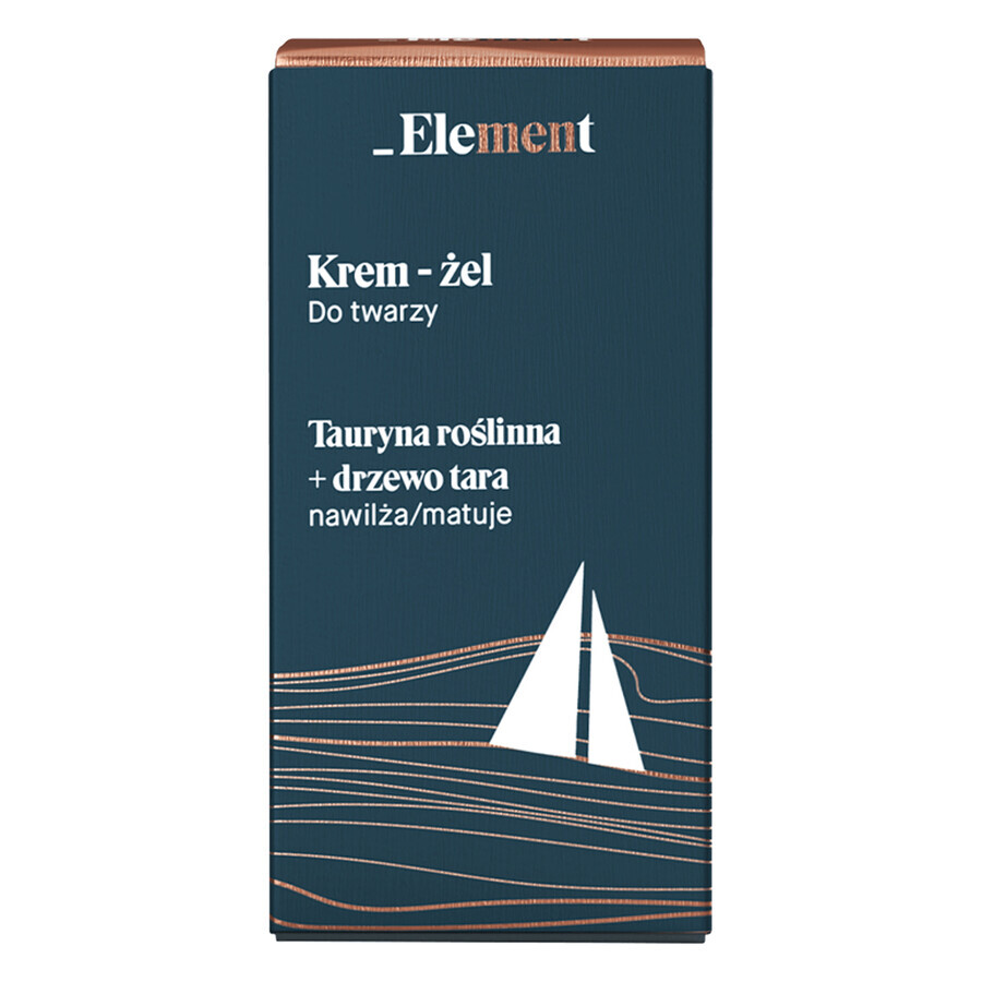 Element Men, moisturizing and mattifying face gel-cream, vegetable taurine + tara tree, 50 ml