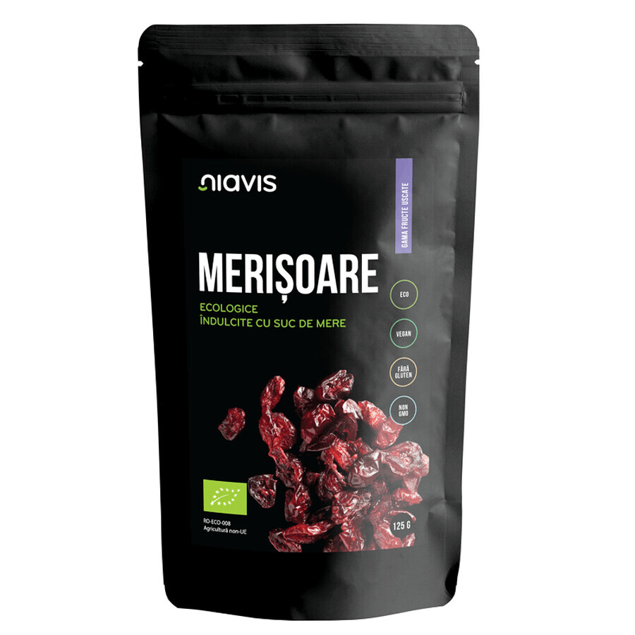 Merisoare Bio indulcite cu suc de mere, 125 g, Niavis