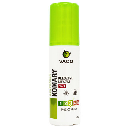 Vaco, vloeistof tegen muggen, teken en muggen, 3-in-1, DEET 15%, 100 ml