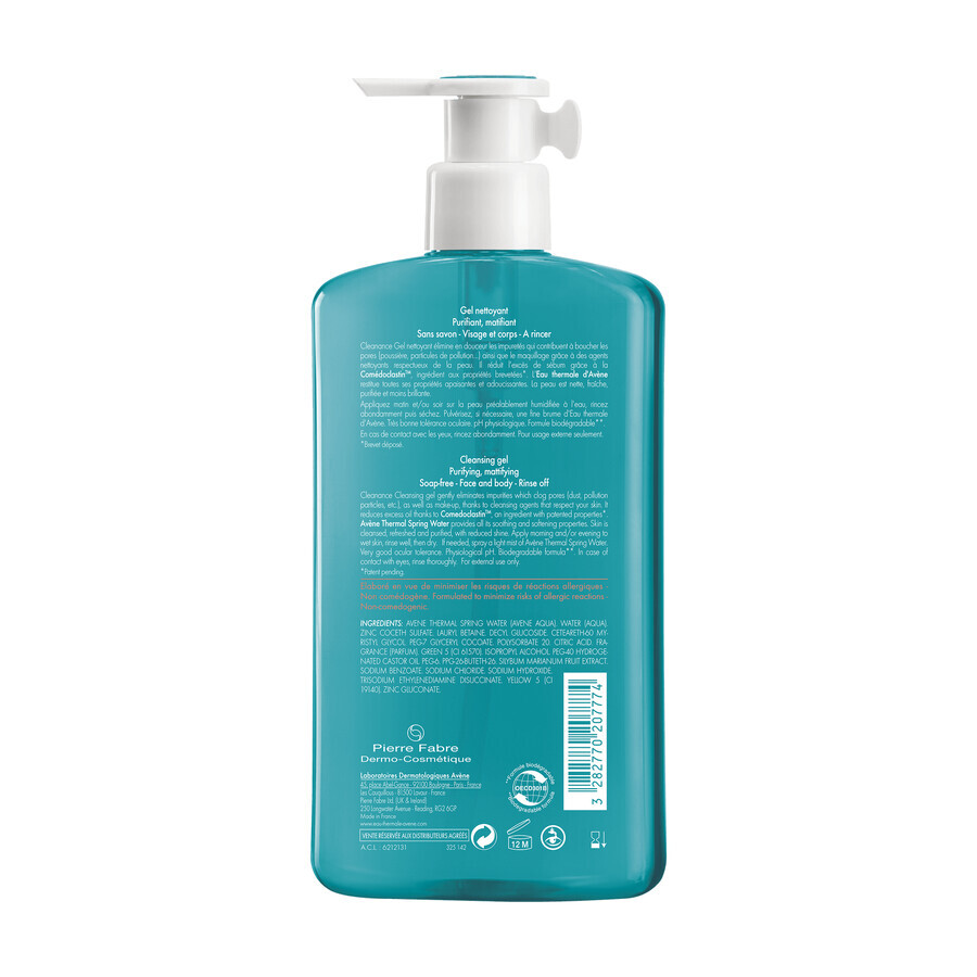 Avene Cleanance, reinigingsgel voor gezicht en lichaam, vette huid met neiging tot onzuiverheden, 400 ml