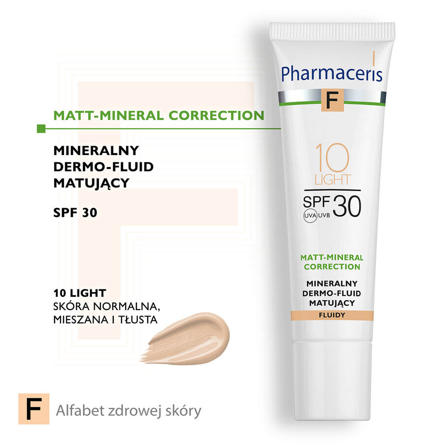 Pharmaceris F Matt-Mineral-Correction, mattifying mineral dermo-fluid, 10 Light, SPF 30, 30 ml