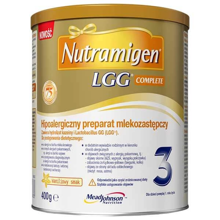 Nutramigen 3 LGG Complete, a partir de 1 año, sabor a vainilla, 400 g