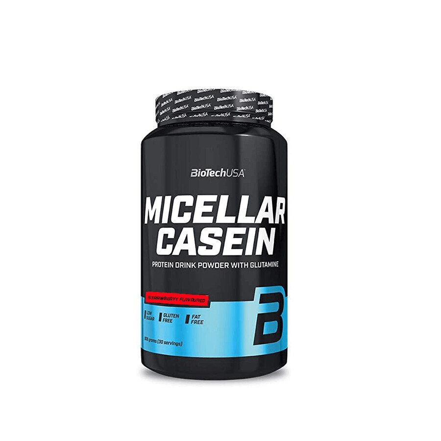 Micellar Casein mit Erdbeergeschmack, 908 Gramm, BioTech USA