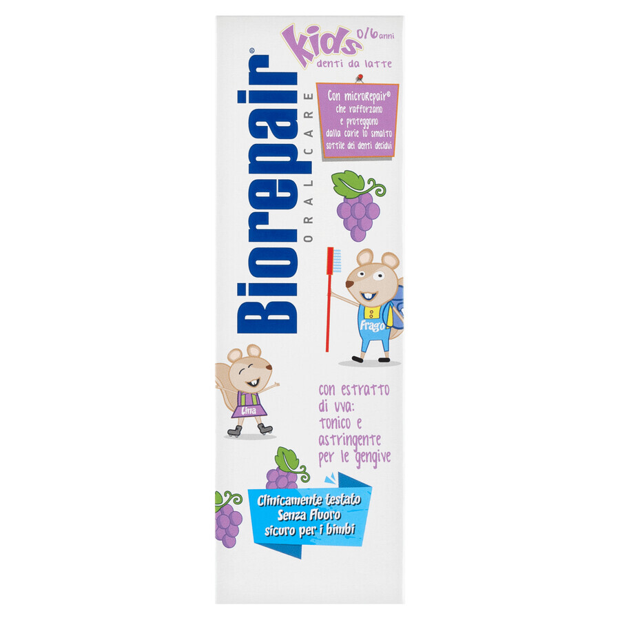 Biorepair Junior Kids, tandpasta voor kinderen, 0-6 jaar, druiven, 50 ml