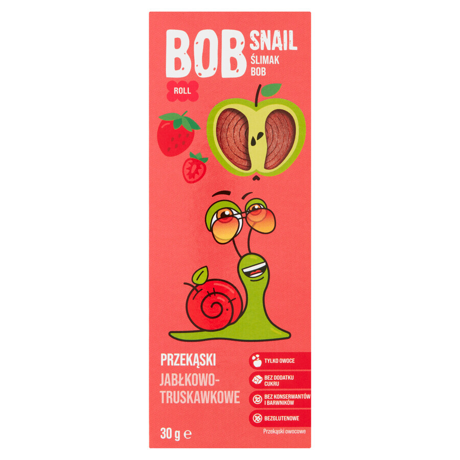 Bob Snail Roll Gustare cu fructe, măr, căpșuni, 30 g