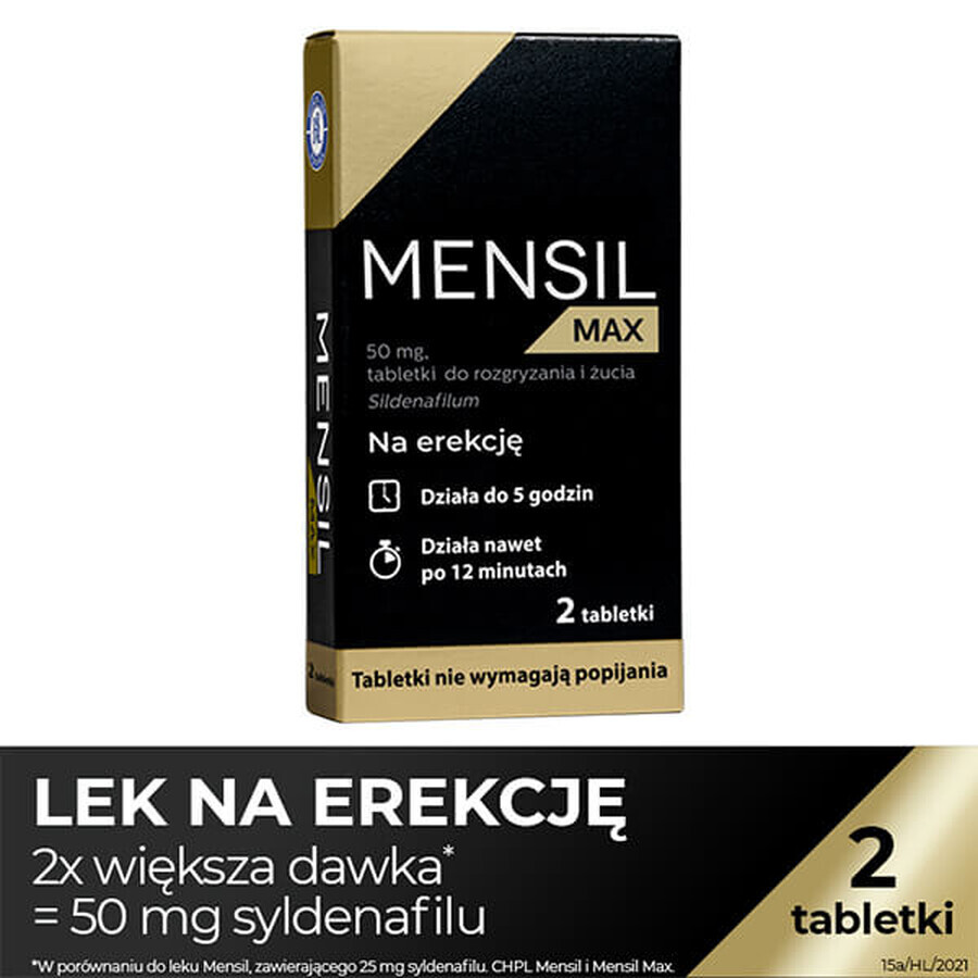 Mensil Max 50 mg, 2 chewable tablets