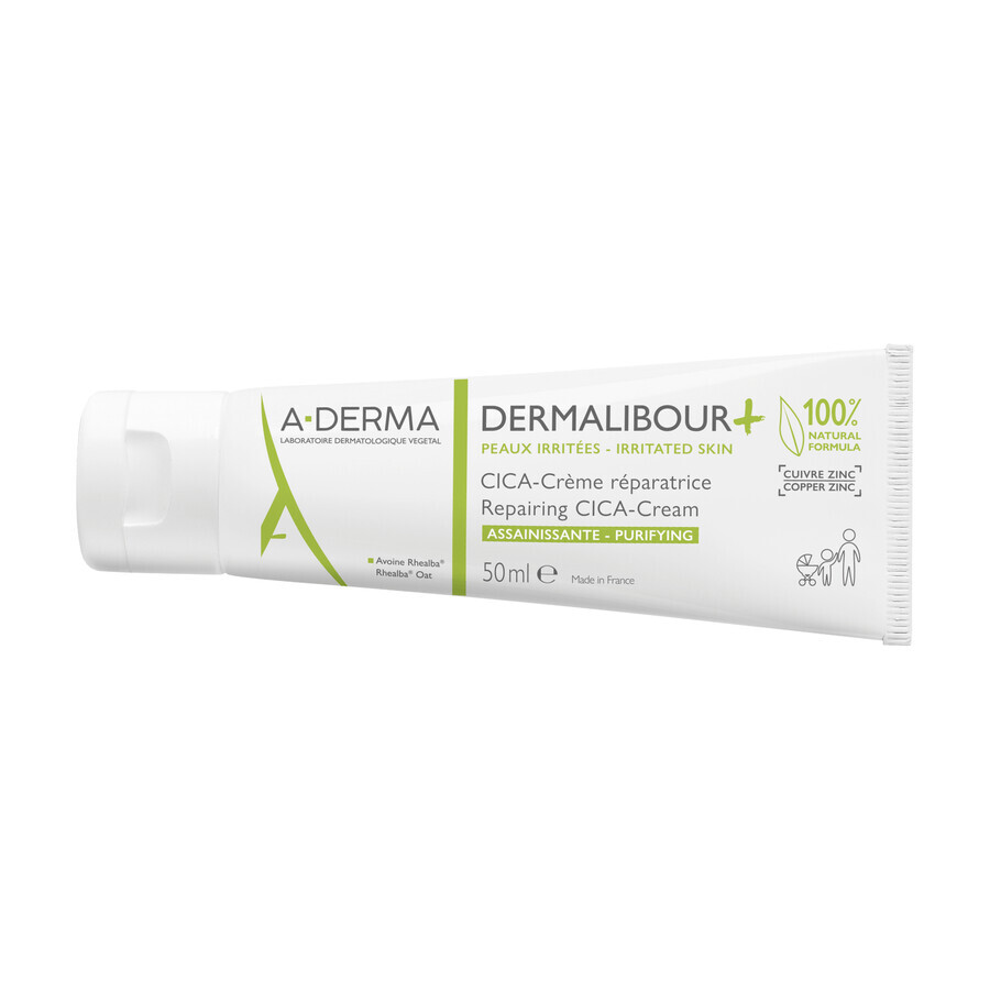 A-Derma Dermalibour+ Cica, herstellende crème voor de geïrriteerde huid, vanaf dag 1, 50 ml