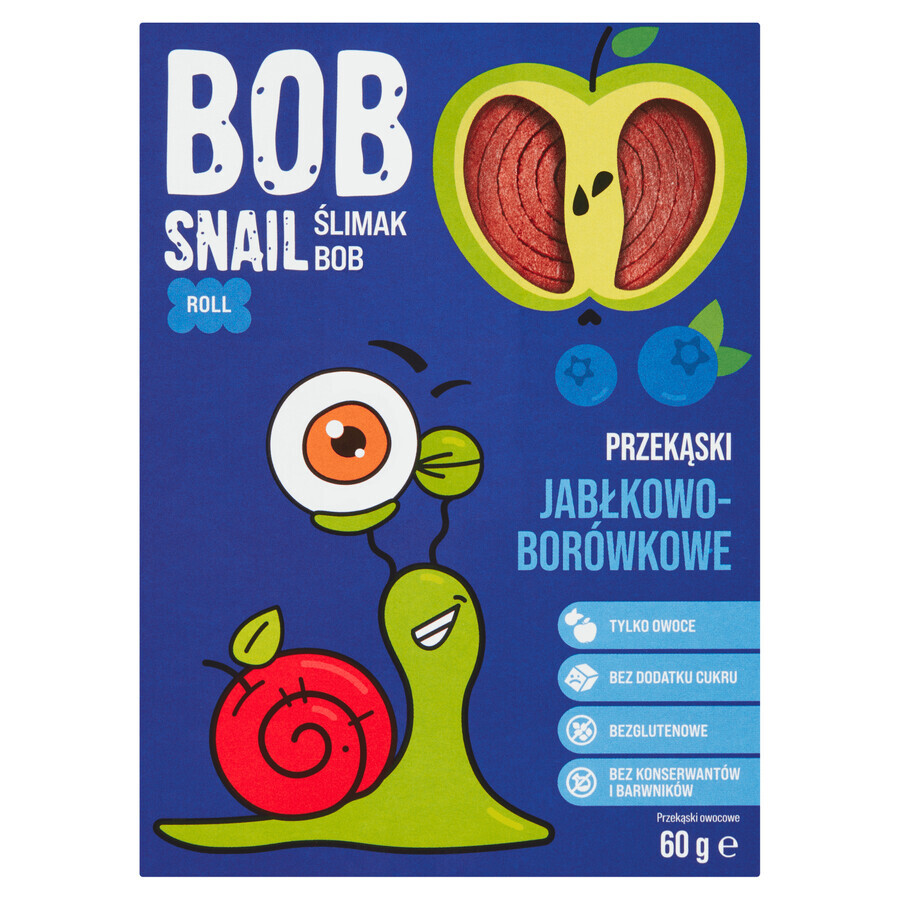 Bob Snail Roll Snack di frutta, mela, mirtillo, 60 g