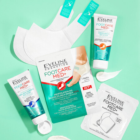 Eveline Cosmetics Foot Care Med+, professioneel scrubmasker voor vereelte, eeltige en droge hielen, 1 paar