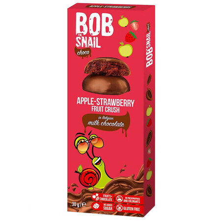 Bob Snail Choco Fruit snack in melkchocolade, appel, aardbei, 30 g