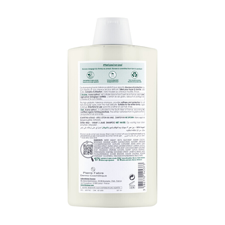 Klorane, shampoo op basis van havermelk voor alle haartypes, 400 ml