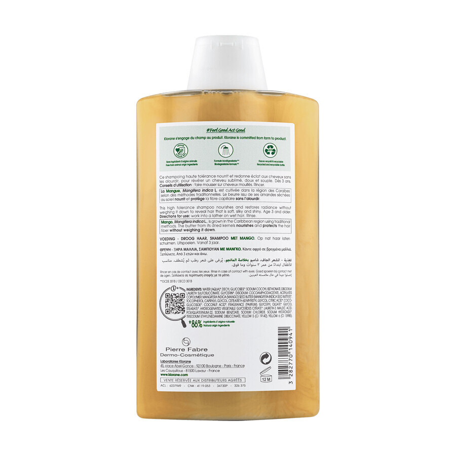 Klorane, shampooing à la mangue, 400 ml