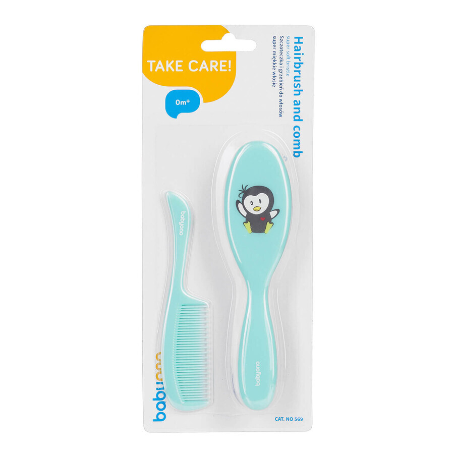 BabyOno, brush and comb for children, soft bristles, blue, 569/04, from birth