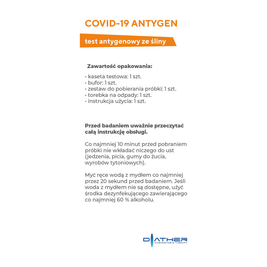 Diather Covid-19 Antigen, speekselantigeentest voor SARS-CoV-2 virus, 1 stuk