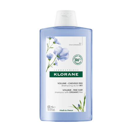 Klorane, shampoo op basis van vlasvezels voor dun en futloos haar, 400 ml