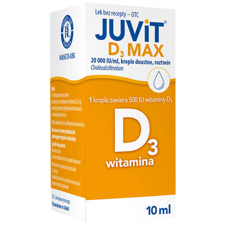 Juvit D3 Max 20000 IE/ml, orale druppels, oplossing, 10 ml