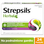 Strepsils Herbal, vlierbessen- en echinaceasmaak, suikervrij, 24 zuigtabletten