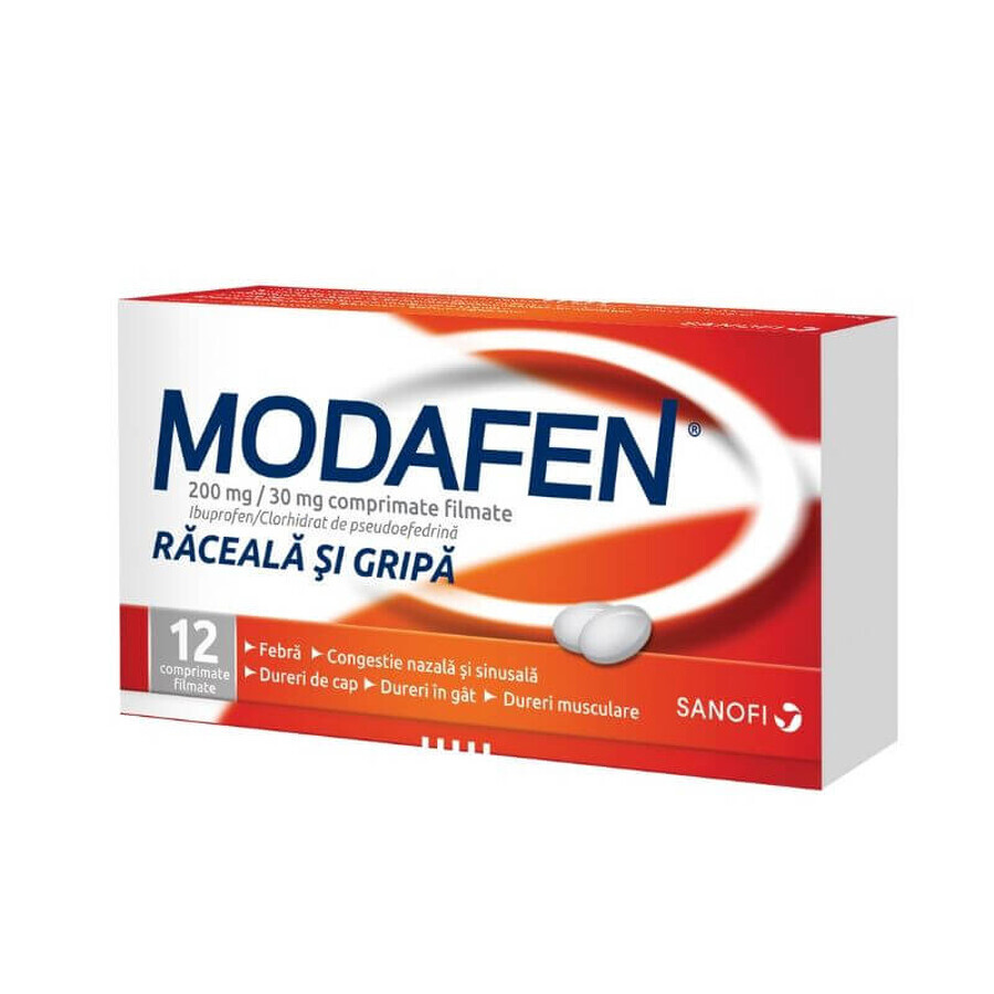 Modafen verkoudheid en griep, 12 tabletten, Sanofi