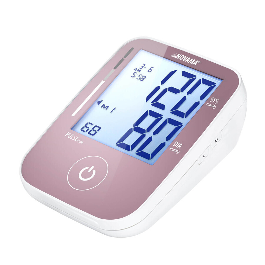 Novama Prime+ Pink, automatische bovenarm bloeddrukmeter, met manchet 22-40 cm, roze, met LCD-scherm