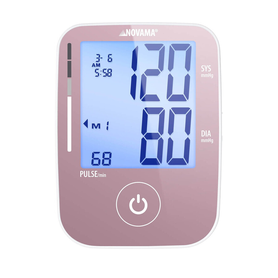 Novama Prime+ Pink, automatische bovenarm bloeddrukmeter, met manchet 22-40 cm, roze, met LCD-scherm