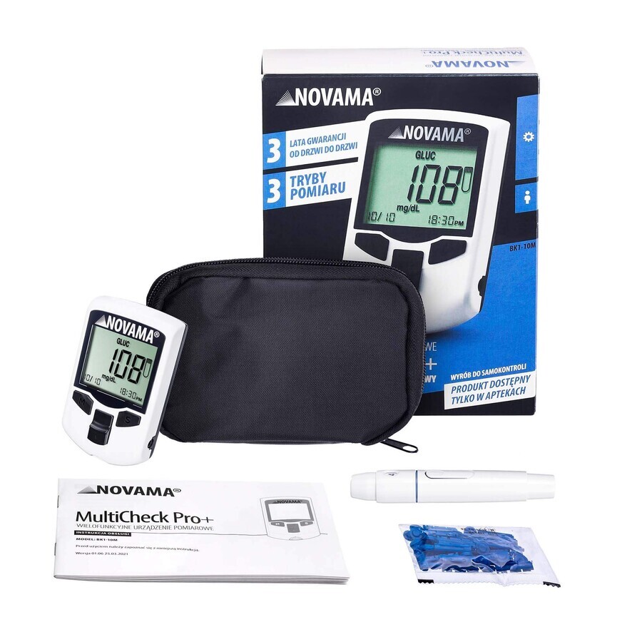 Novama MultiCheck Pro+, a multifunctional measuring device for measuring glucose, cholesterol and uric acid