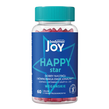 Bodymax Joy Happy Star, jelly beans, aardbeiensmaak, 60 stuks