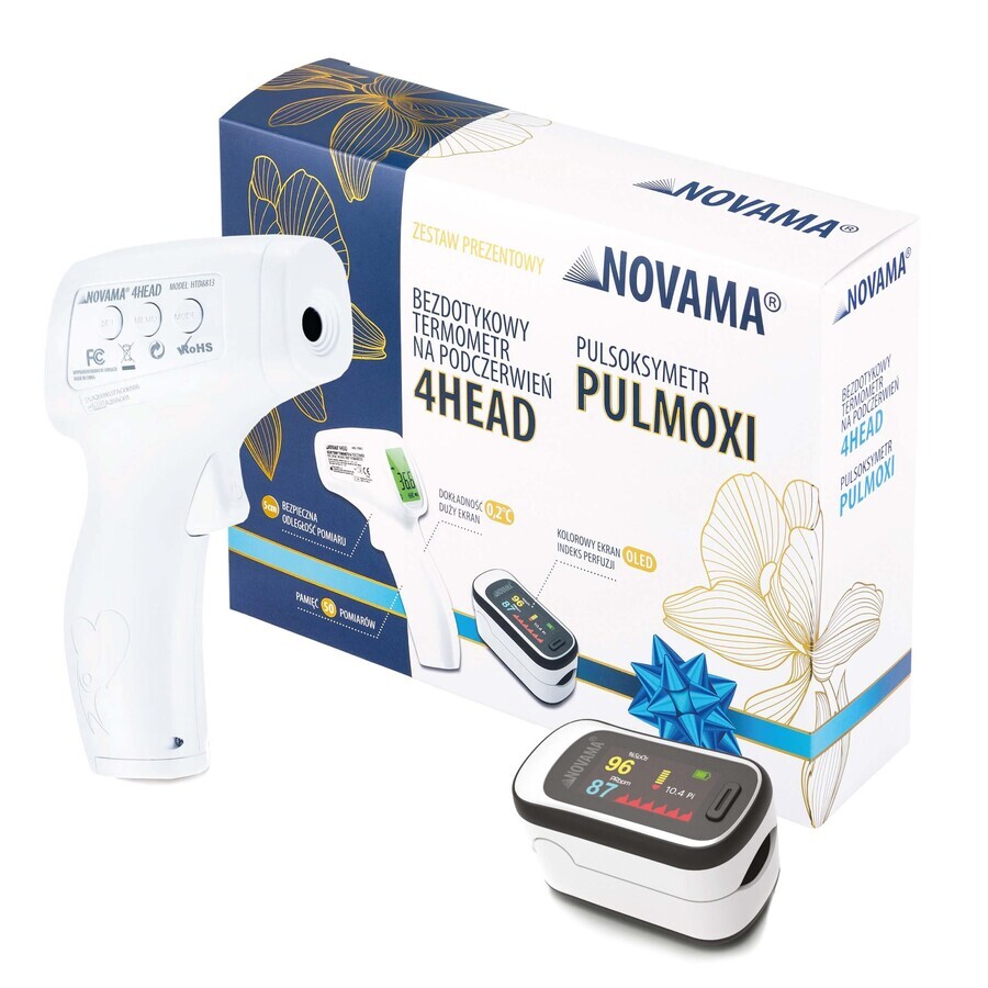 Novama 4Head kit, contactloze infraroodthermometer + Pulmoxi, pulsoximeter