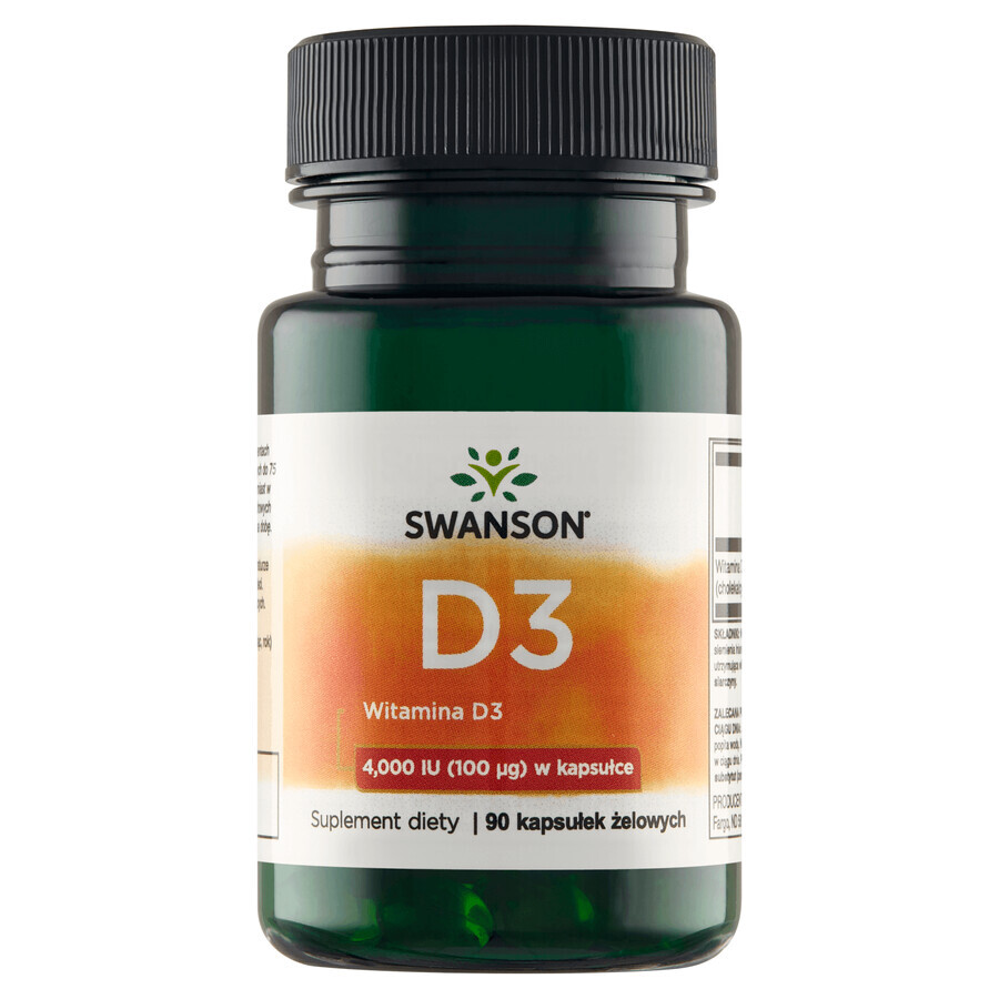 Swanson D3, vitamine D 4000 IU, 90 gelcapsules