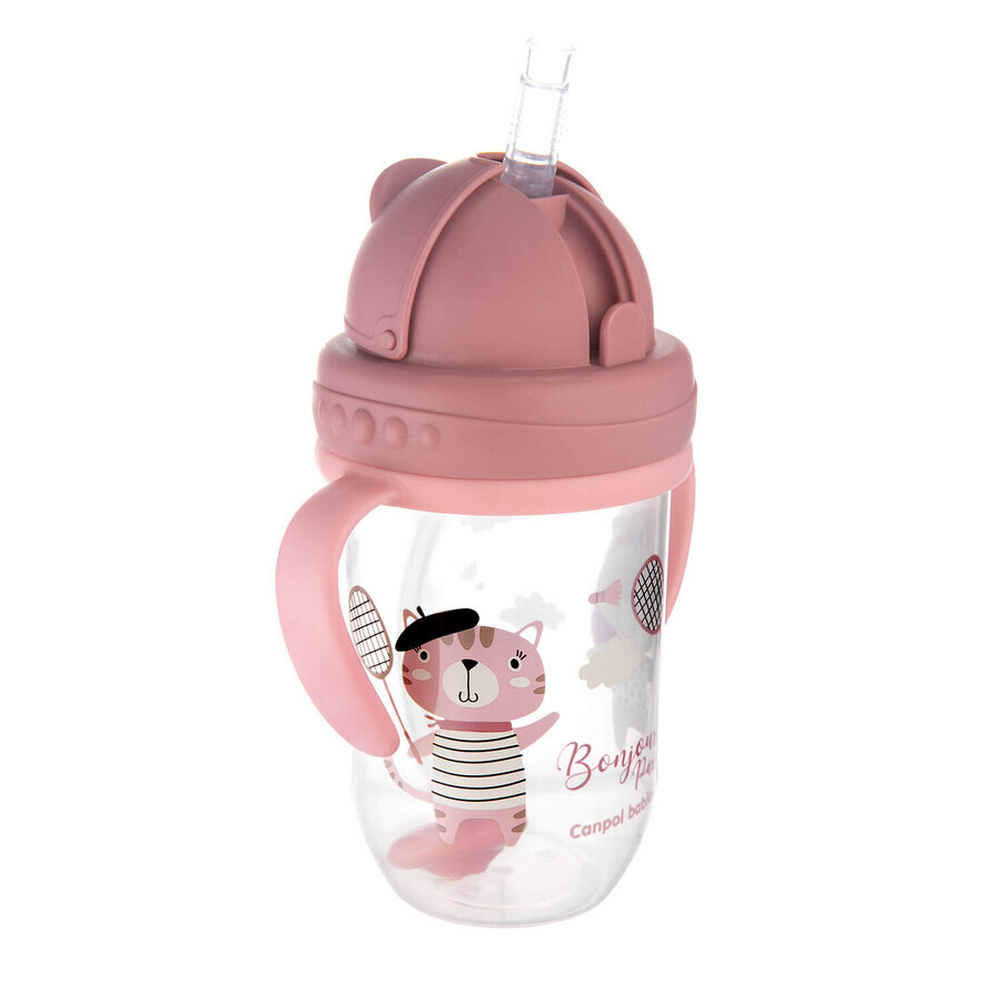 Canpol Babies, druppelbeker met slang en gewicht, Bonjur Paris, roze, 56/607, vanaf 6 maanden, 270 ml