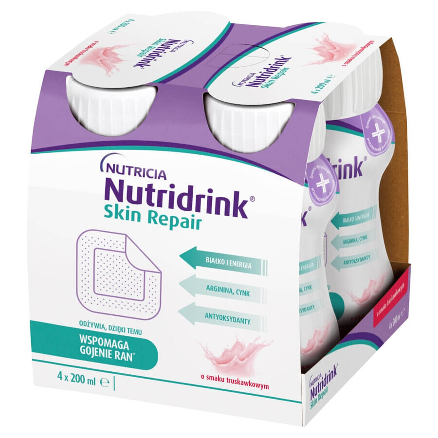 Nutridrink Skin Repair, aardbeiensmaak, 4 x 200 ml