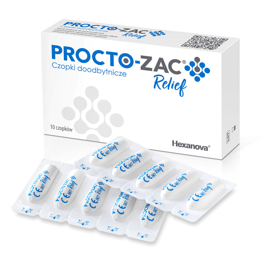 Procto-Zac Relief, rectale zetpillen, 10 stuks