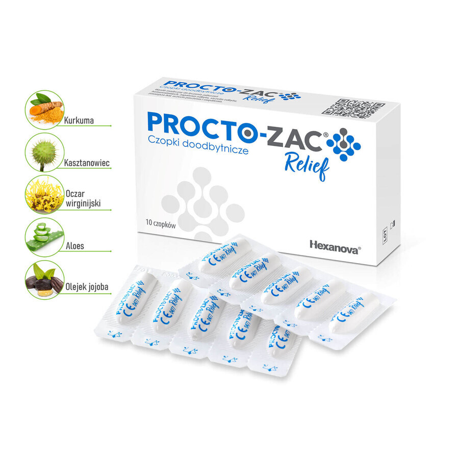 Procto-Zac Relief, rectale zetpillen, 10 stuks